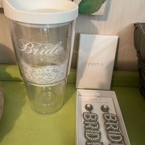 Bride Tervis Tumbler and Earrings Set